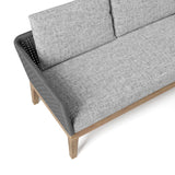 3 Pieces Aluminum & Braided Rope Outdoor Sectional Sofa Set with Coffee Table in Gray
