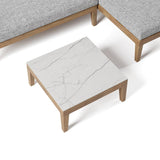 3 Pieces Aluminum & Braided Rope Outdoor Sectional Sofa Set with Coffee Table in Gray