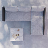 3 Pieces Aluminum & Braided Rope Outdoor Sectional Sofa Set with Coffee Table in Gray