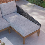 3 Pieces Aluminum & Braided Rope Outdoor Sectional Sofa Set with Coffee Table in Gray