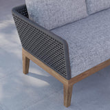 3 Pieces Aluminum & Braided Rope Outdoor Sectional Sofa Set with Coffee Table in Gray