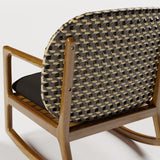 2 Pieces Teak & Rattan Outdoor Sofa Set Patio Wood Rocking Chair with Cushion in Natural
