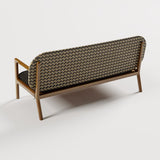 2 Pieces Teak & Rattan Outdoor Sofa Set Patio Wood Rocking Chair with Cushion in Natural