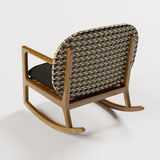 2 Pieces Teak & Rattan Outdoor Sofa Set Patio Wood Rocking Chair with Cushion in Natural