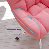 Modern Office Chair Upholstered Cotton & Linen Swivel Task Chair Height Adjustable
