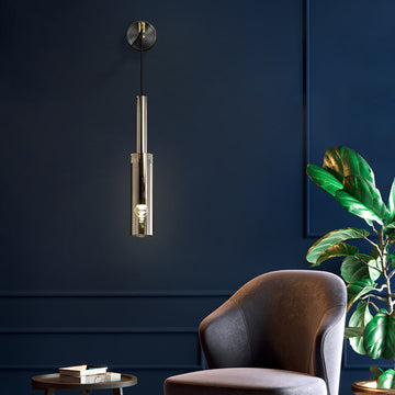 Minimalist Hanging Wall Light 1-Light Clear Armed Sconce Crystal Indoor Wall Lighting