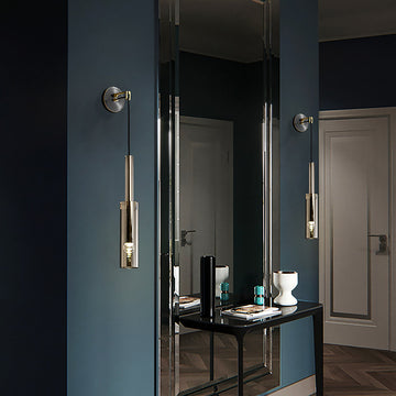 Minimalist Hanging Wall Light 1-Light Clear Armed Sconce Crystal Indoor Wall Lighting