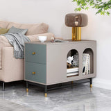 Wooden Gray Side Table with Storage Narrow End Table with Drawers-End & Side Tables,Furniture,Living Room Furniture