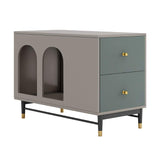 Wooden Gray Side Table with Storage Narrow End Table with Drawers-End & Side Tables,Furniture,Living Room Furniture