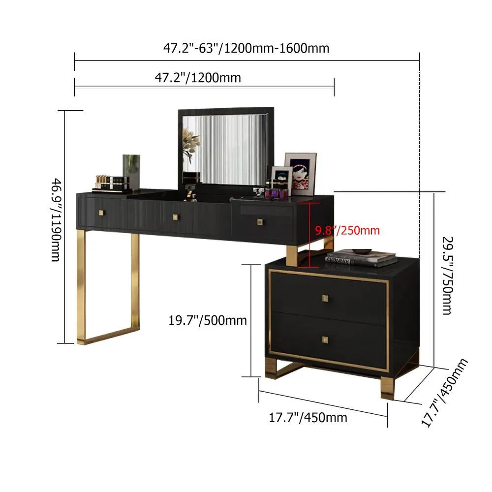White Makeup Vanity with 4 Drawers Modern Dressing Table with Flip Top Mirror Extendable