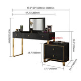 White Makeup Vanity with 4 Drawers Modern Dressing Table with Flip Top Mirror Extendable