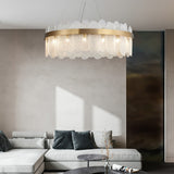 Postmodern Round 10-Light Tiered Clear Glass Chandelier