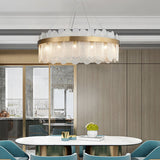 Postmodern Round 10-Light Tiered Clear Glass Chandelier