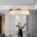 Postmodern Round 10-Light Tiered Clear Glass Chandelier