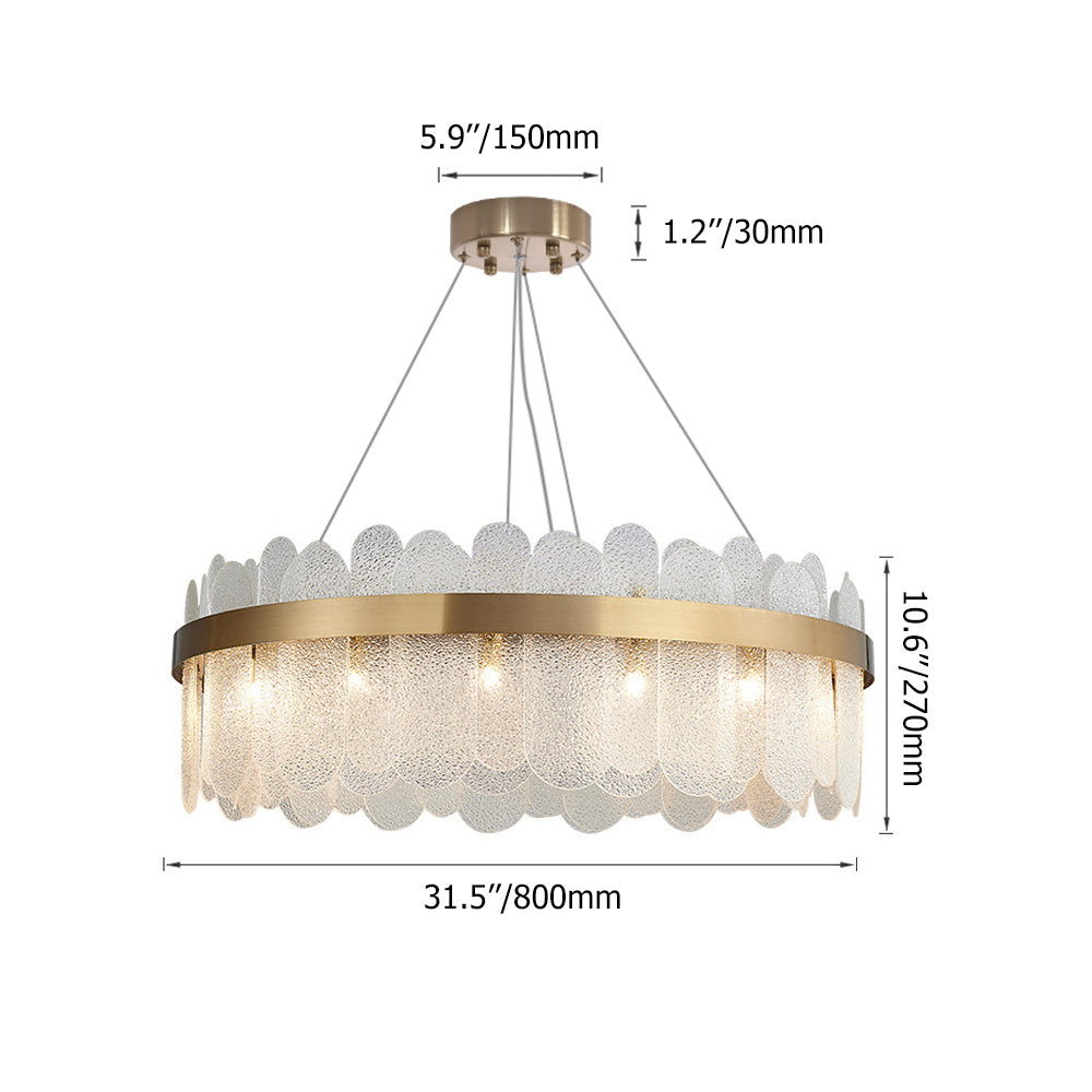 Postmodern Round 10-Light Tiered Clear Glass Chandelier