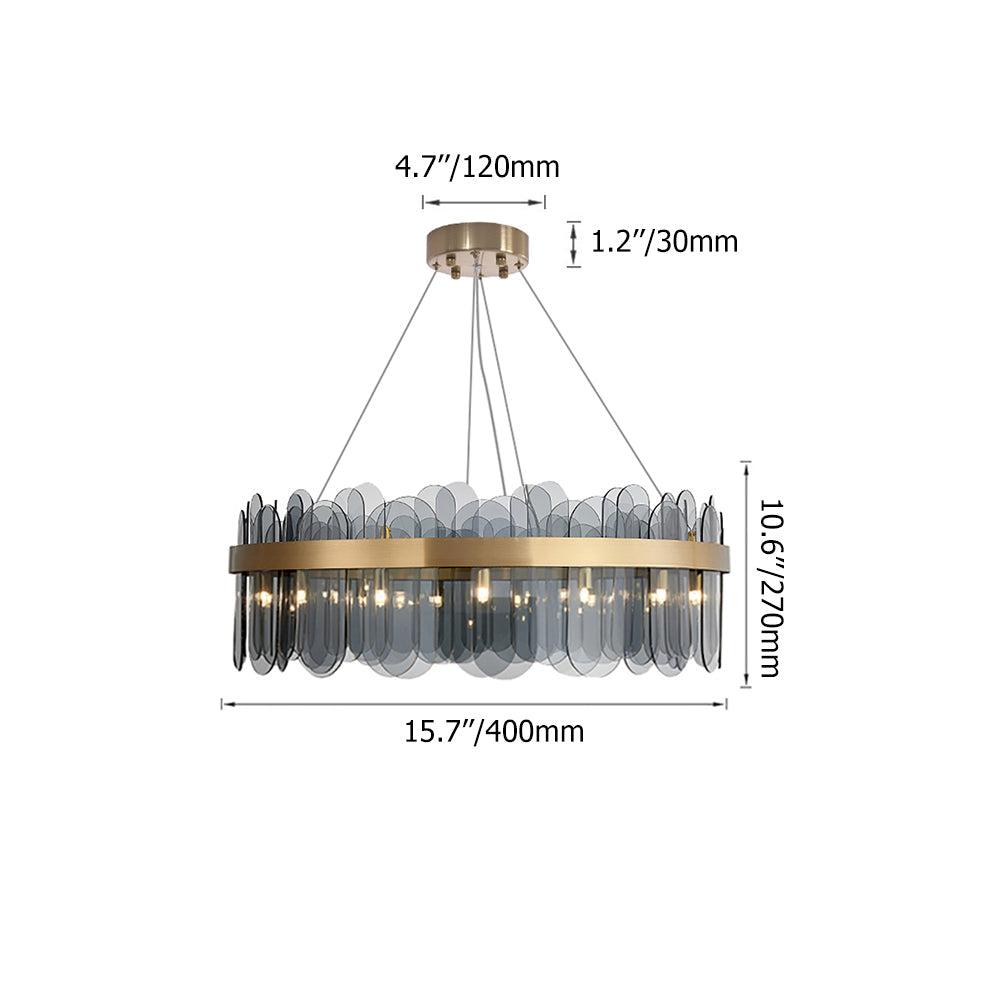 Postmodern Round 10-Light Tiered Clear Glass Chandelier