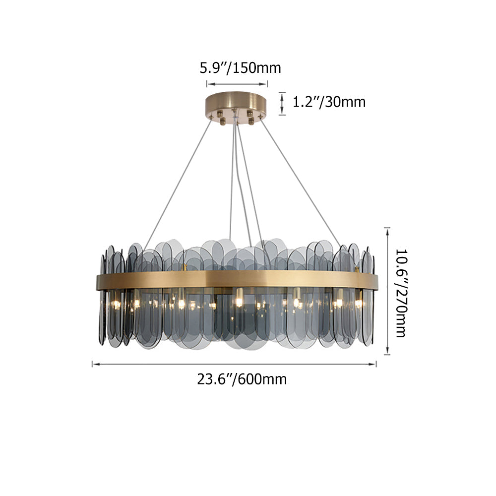 Postmodern Round 10-Light Tiered Clear Glass Chandelier
