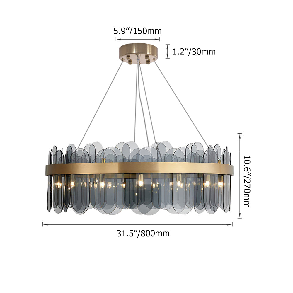 Postmodern Round 10-Light Tiered Clear Glass Chandelier
