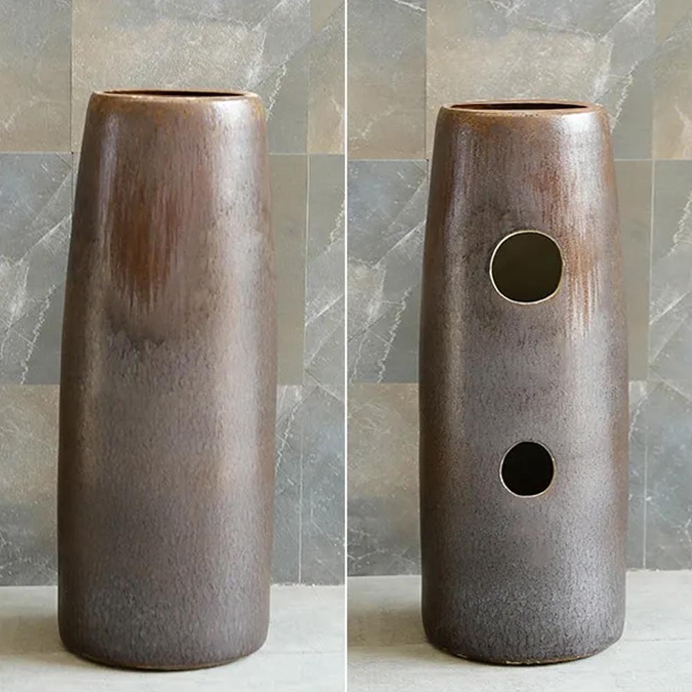 Vintage Retro Kaolin Clay Pedestal Sink Freestanding Bathroom Sink
