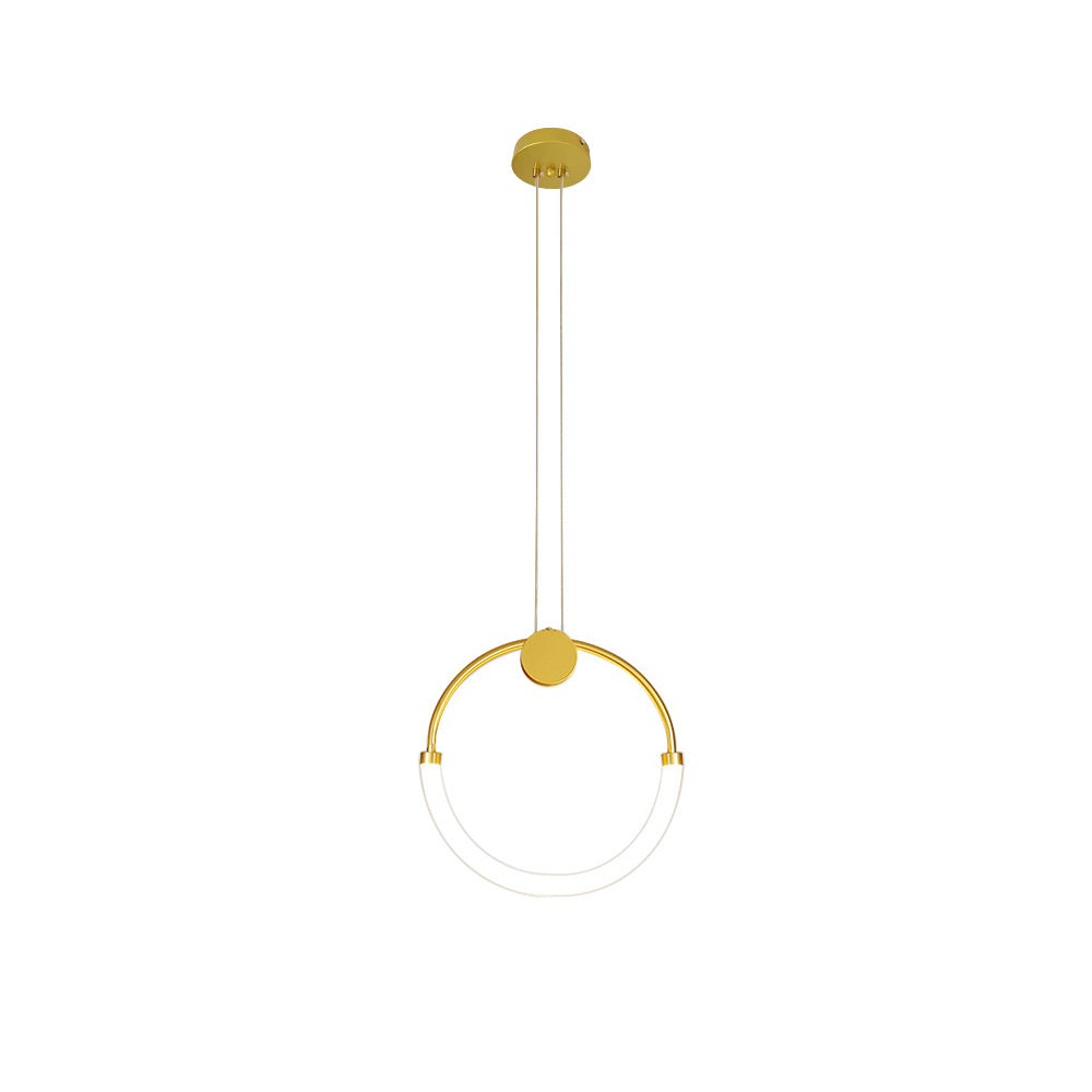 Modern Minimalist Single Circle Kitchen Island Light in Gold Cool Light