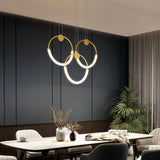Modern Minimalist Single Circle Kitchen Island Light in Gold Cool Light