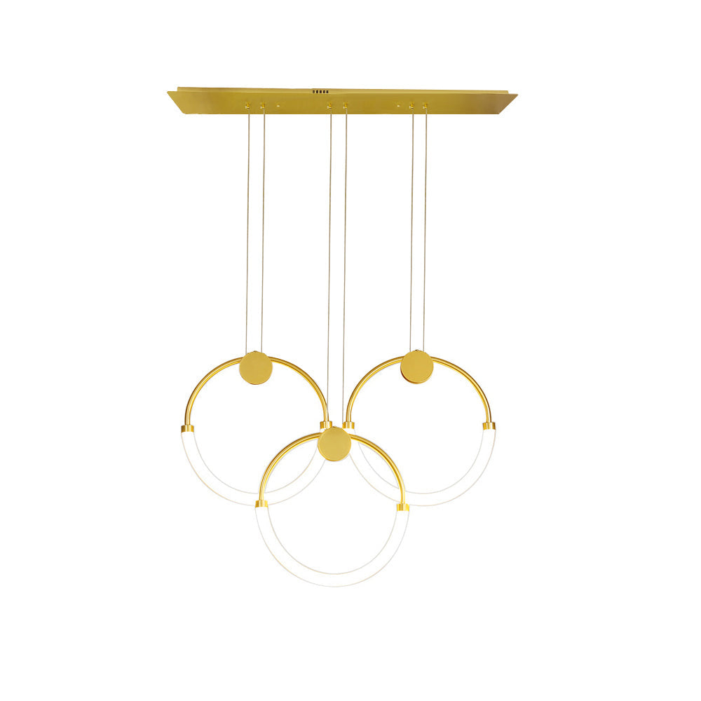 Modern Minimalist Single Circle Kitchen Island Light in Gold Cool Light
