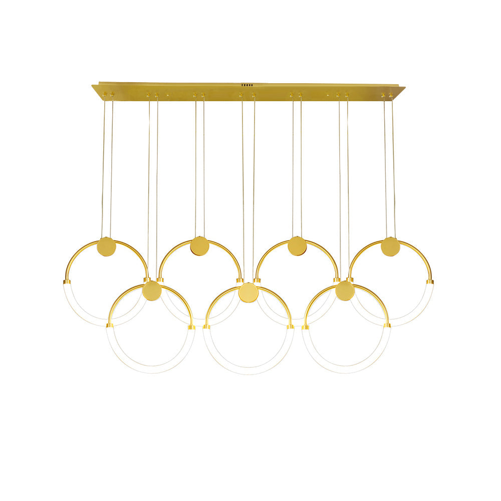 Modern Minimalist Single Circle Kitchen Island Light in Gold Cool Light