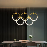 Modern Minimalist Single Circle Kitchen Island Light in Gold Cool Light