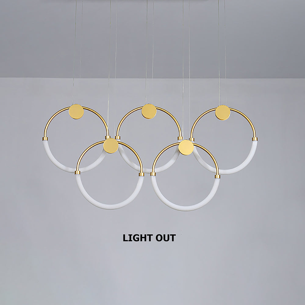 Modern Minimalist Single Circle Kitchen Island Light in Gold Cool Light