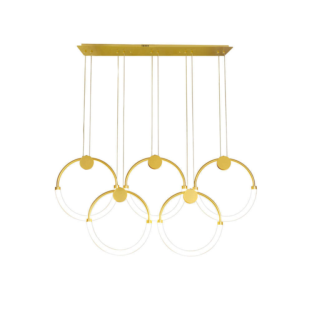 Modern Minimalist Single Circle Kitchen Island Light in Gold Cool Light