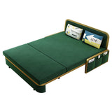 Modern Convertible Sofa Bed with Storage Velvet Upholstery in Beige & Gold