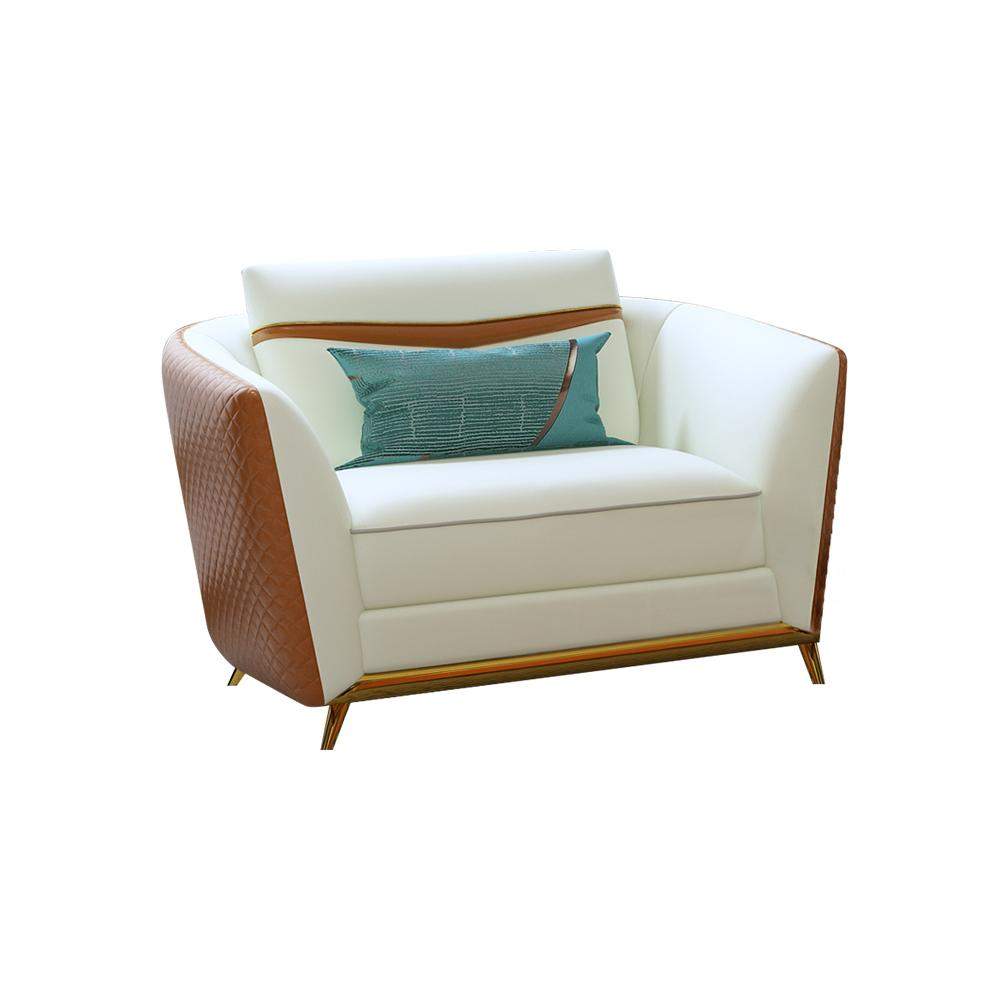 Orange Faux Leather Living Room Sofa with Single Sofa & Loveseat Set of 3-Richsoul-Furniture,Living Room Furniture,Living Room Sets