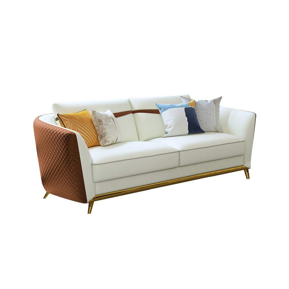 Orange Faux Leather Living Room Sofa with Single Sofa & Loveseat Set of 3-Richsoul-Furniture,Living Room Furniture,Living Room Sets