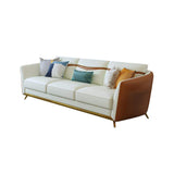 Orange Faux Leather Living Room Sofa with Single Sofa & Loveseat Set of 3-Richsoul-Furniture,Living Room Furniture,Living Room Sets
