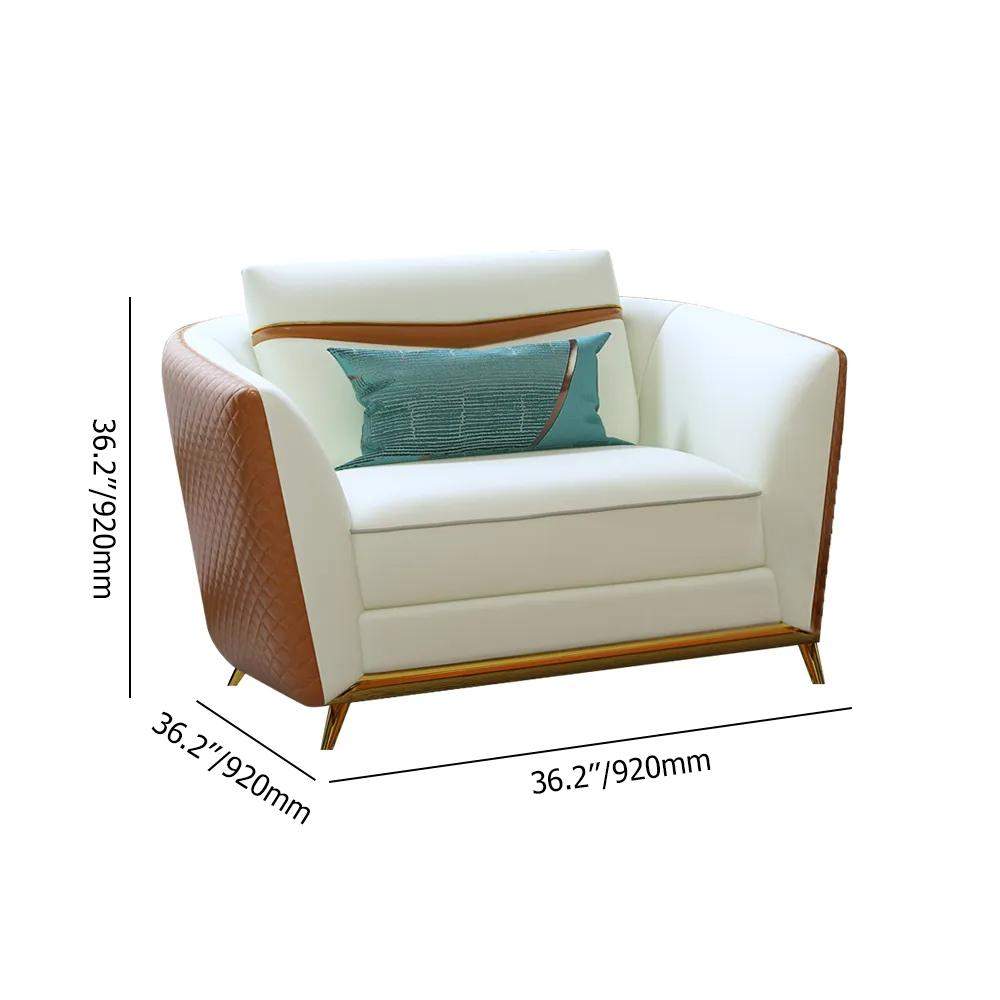 Orange Faux Leather Living Room Sofa with Single Sofa & Loveseat Set of 3-Richsoul-Furniture,Living Room Furniture,Living Room Sets