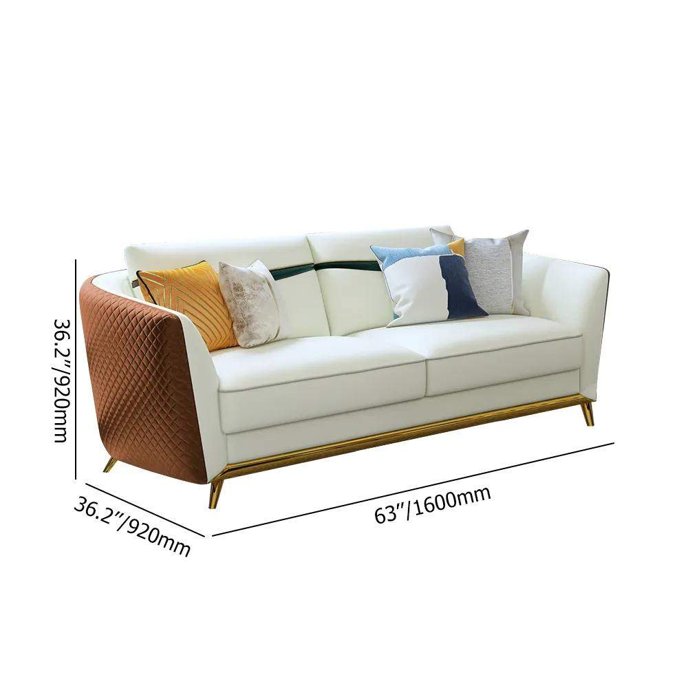 Orange Faux Leather Living Room Sofa with Single Sofa & Loveseat Set of 3-Richsoul-Furniture,Living Room Furniture,Living Room Sets