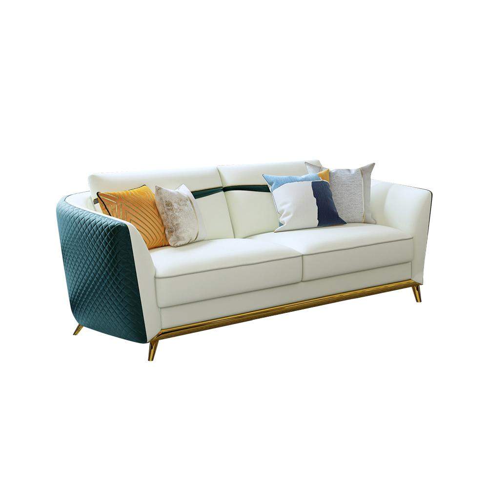 Orange Faux Leather Living Room Sofa with Single Sofa & Loveseat Set of 3-Richsoul-Furniture,Living Room Furniture,Living Room Sets