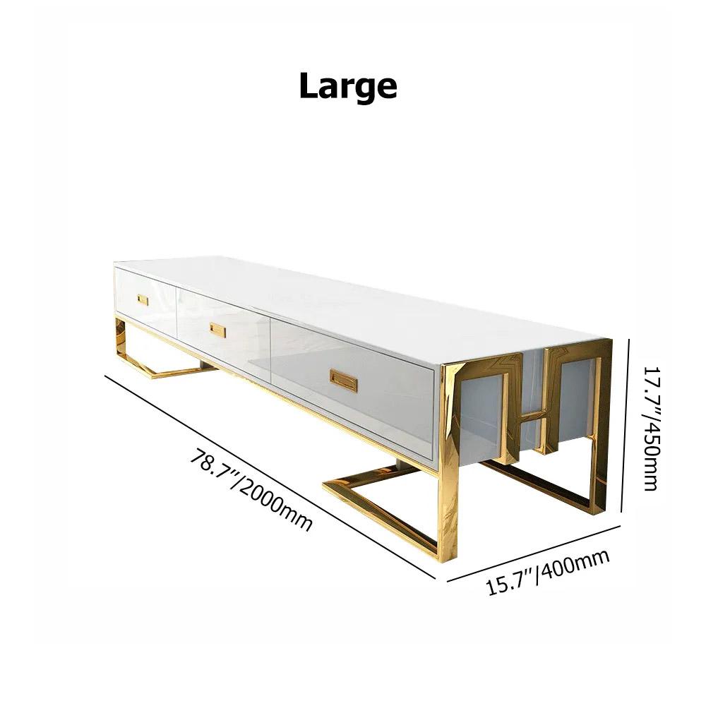 Jocise 71" Modern Jocise White & Gold TV Stand 3 Drawers Media Console
