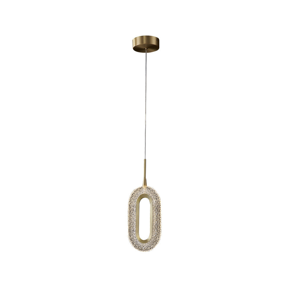 Gold Ring Pendant Light 1-Light LED Lighting with Adjustable Cable