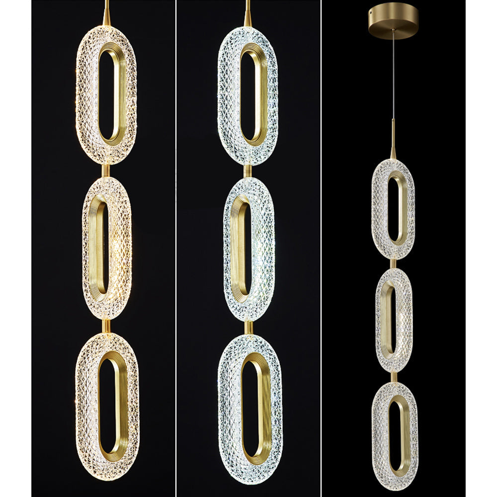 Gold Ring Pendant Light 1-Light LED Lighting with Adjustable Cable