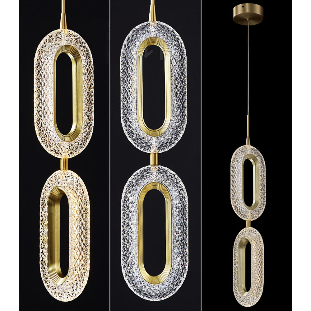 Gold Ring Pendant Light 1-Light LED Lighting with Adjustable Cable