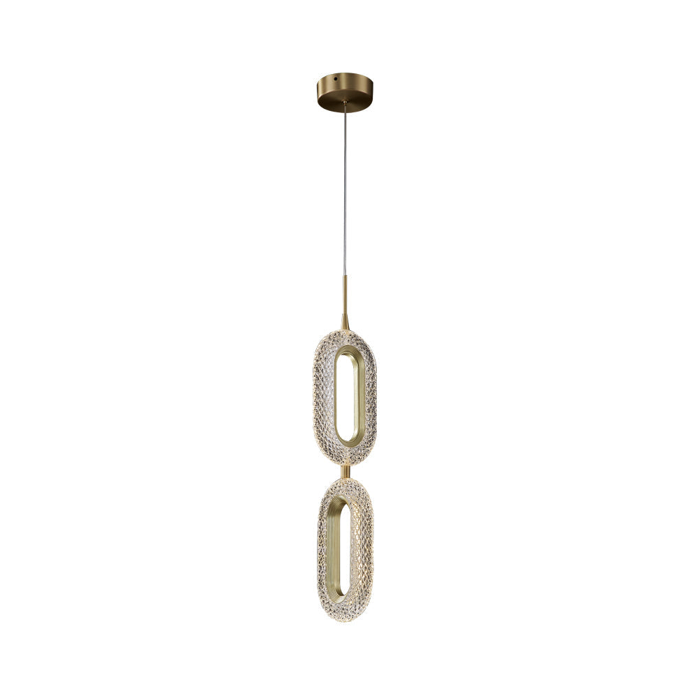 Gold Ring Pendant Light 1-Light LED Lighting with Adjustable Cable