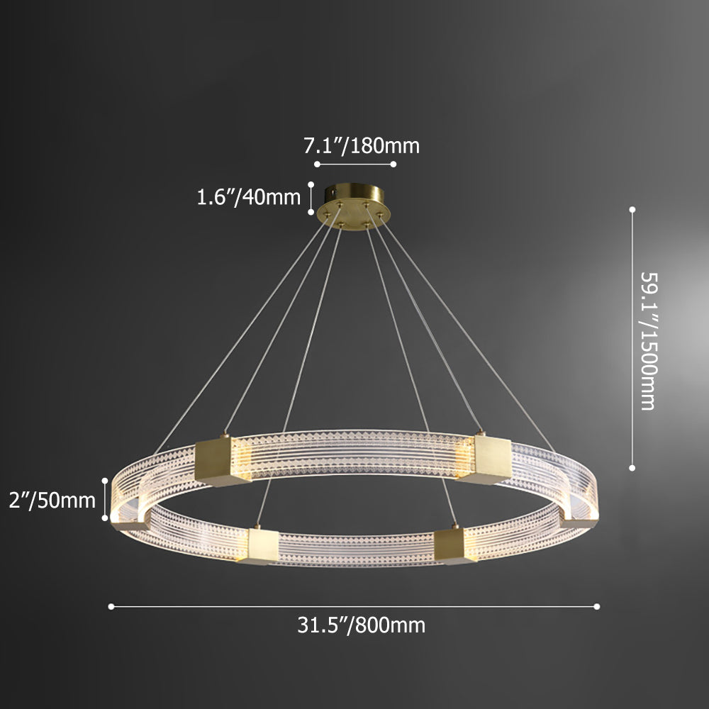 Modern Minimalist Ring Acrylic Pendant Light with Adjustable Cables