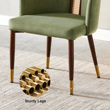 Modern Green Velvet Dining Chair Curved Back Rattan Dining Room Chairs (Set of 2)