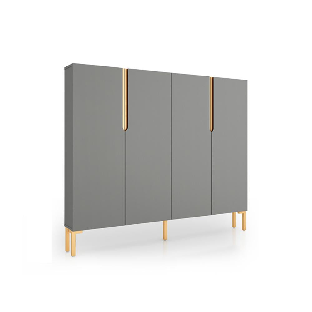 Nordic Gray Shoe Cabinet 3-Door Slim Shoe Organizer Adjustable Shelves in Small