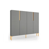 Nordic Gray Shoe Cabinet 3-Door Slim Shoe Organizer Adjustable Shelves in Small