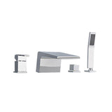 Waterfall Deck-Mount Roman Tub Faucet with Handshower in Brushed Gold