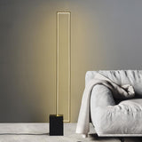 Lampadaire à LED en métal lampe debout rectangulaire avec base noire