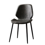 Dusty Blue Leather Upholstered Dining Chair Carbon Steel Legs Chair (Set of 2)