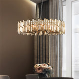 Modern Geometric Crystal Chandelier 14-Light with Adjustable Chain in Black